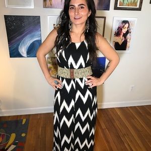 H&M black and white chevron maxi dress